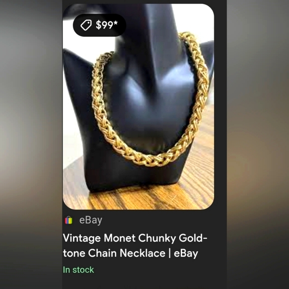 Vintage Monet Chunky Gold-tone Round Weaven Chain NecklaceEUC (ALREADY CLEAN) - Picture 2 of 7